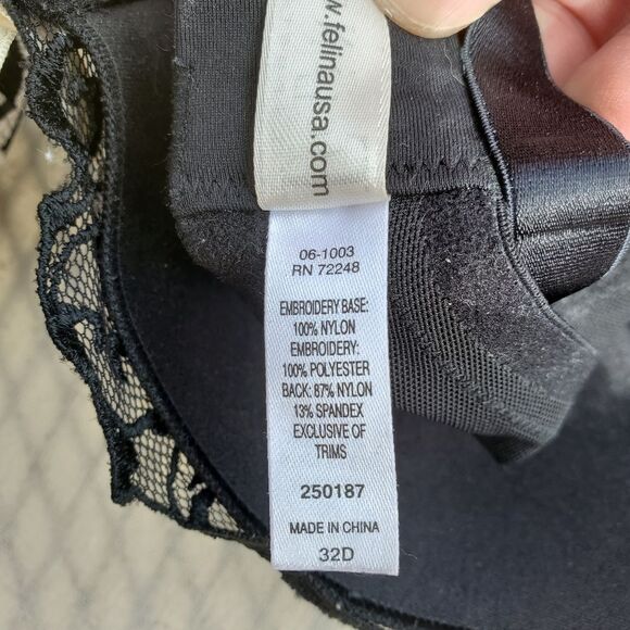 Felina Lingerie Black and Silver Bra 32D - Picture 6 of 9